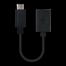 Cable Nanocable USB 2.0 Tipo C a Tipo A 0,15 m 3A USB-C a USB-A Negro, vista frontal: conector USB-C macho arriba y USB-A