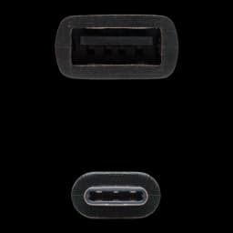 Cable Nanocable USB 2.0 Tipo C a Tipo A 0,15 m 3A USB-C a USB-A Negro, detalle: conectores frontales USB-A arriba y USB-C