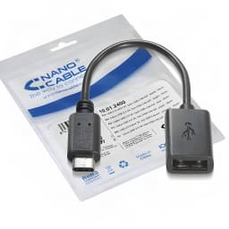 Cable Nanocable USB 2.0 Tipo C a Tipo A 0,15 m 3A USB-C a USB-A Negro, contenido de la caja: cable negro con conector USB-C