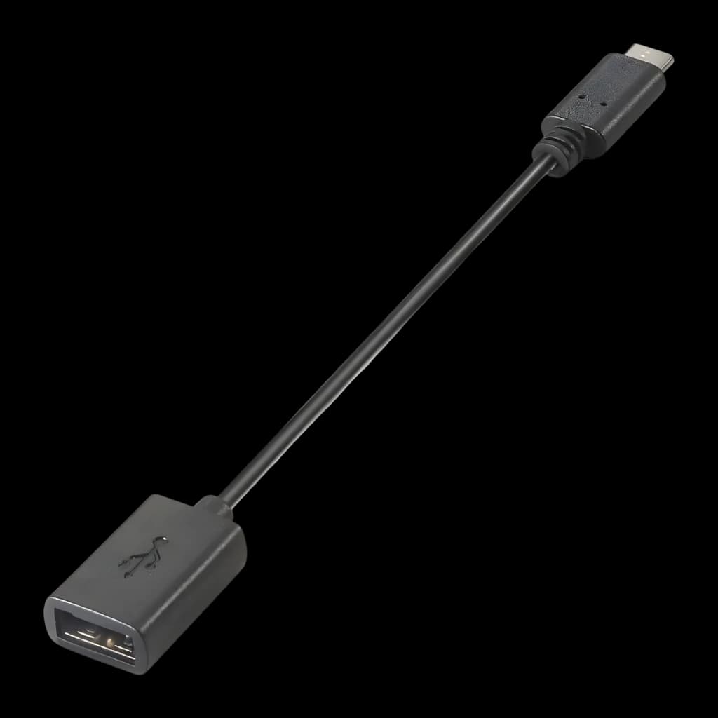 Cable Nanocable USB 2.0 Tipo C a Tipo A 0,15 m 3A USB-C a USB-A Negro, detalle: conector USB-C macho arriba y USB-A hembra