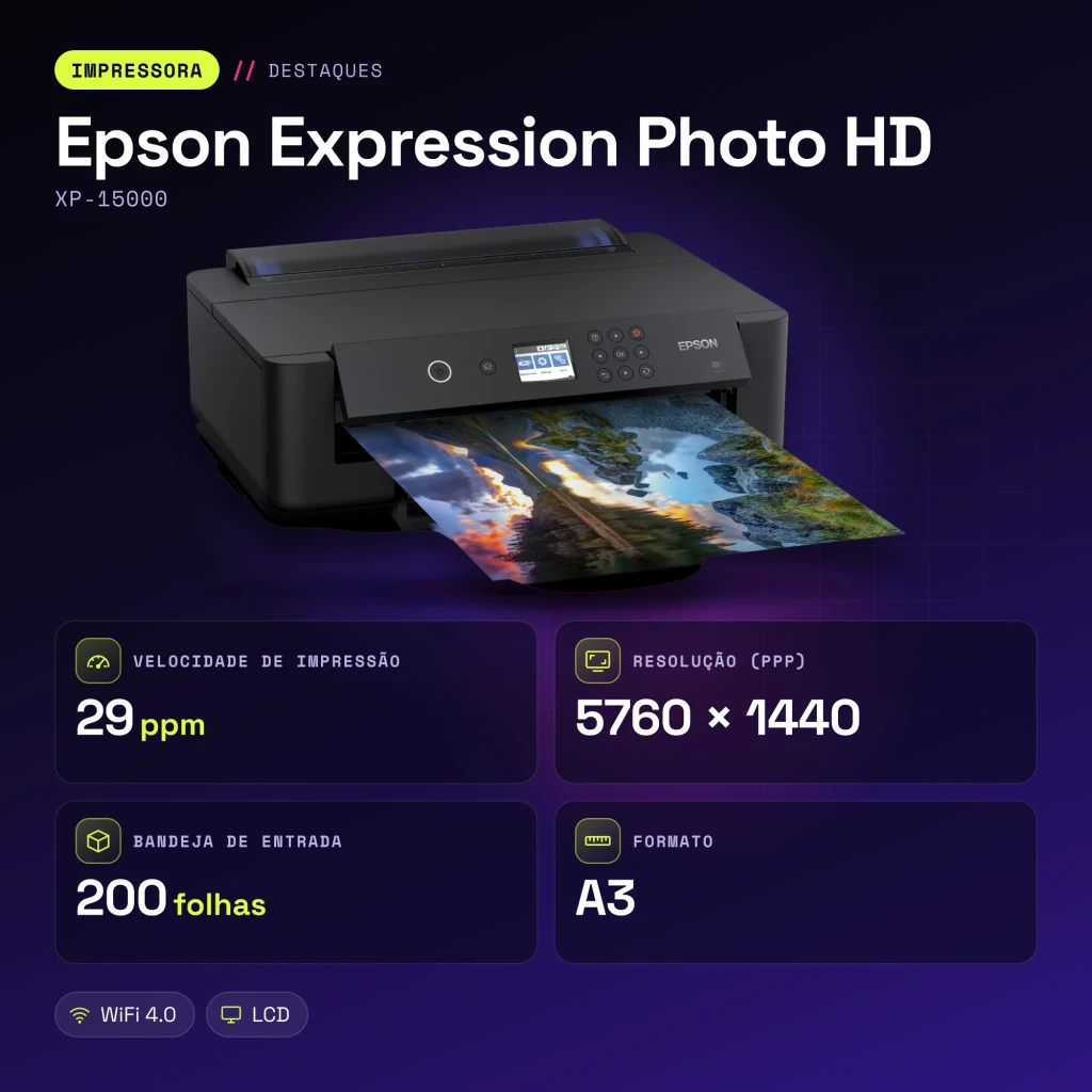 Impressora de jato de tinta Epson Expression Photo HD XP-15000 Preto - características