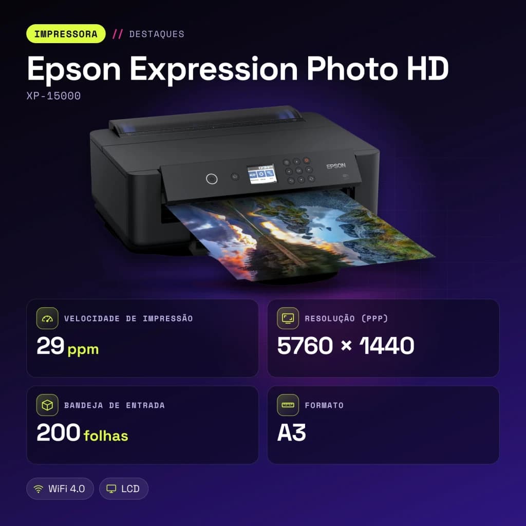 Impressora de jato de tinta Epson Expression Photo HD XP-15000 Preto - características