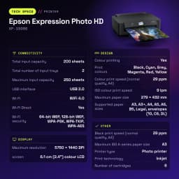 Impressora de jato de tinta Epson Expression Photo HD XP-15000 Preto - características
