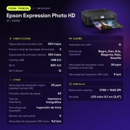 Impressora de jato de tinta Epson Expression Photo HD XP-15000 Preto - características