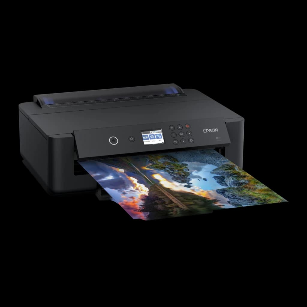 Impressora de jato de tinta Epson Expression Photo HD XP-15000 Preto, vista frontal: corpo preto com ecrã LCD, painel