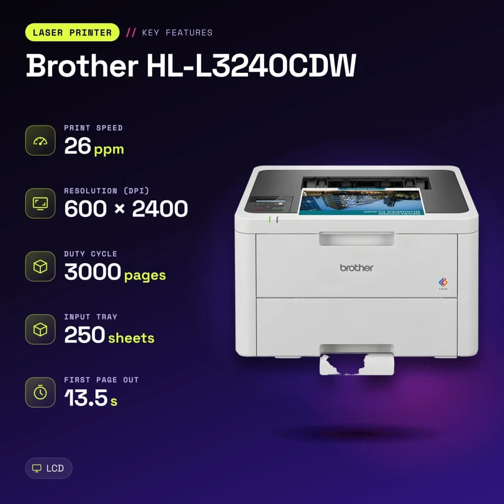 Impressora Brother HL-L3240CDW Laser Cores Duplex Branco - características