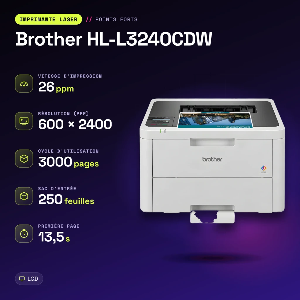 Impressora Brother HL-L3240CDW Laser Cores Duplex Branco - características