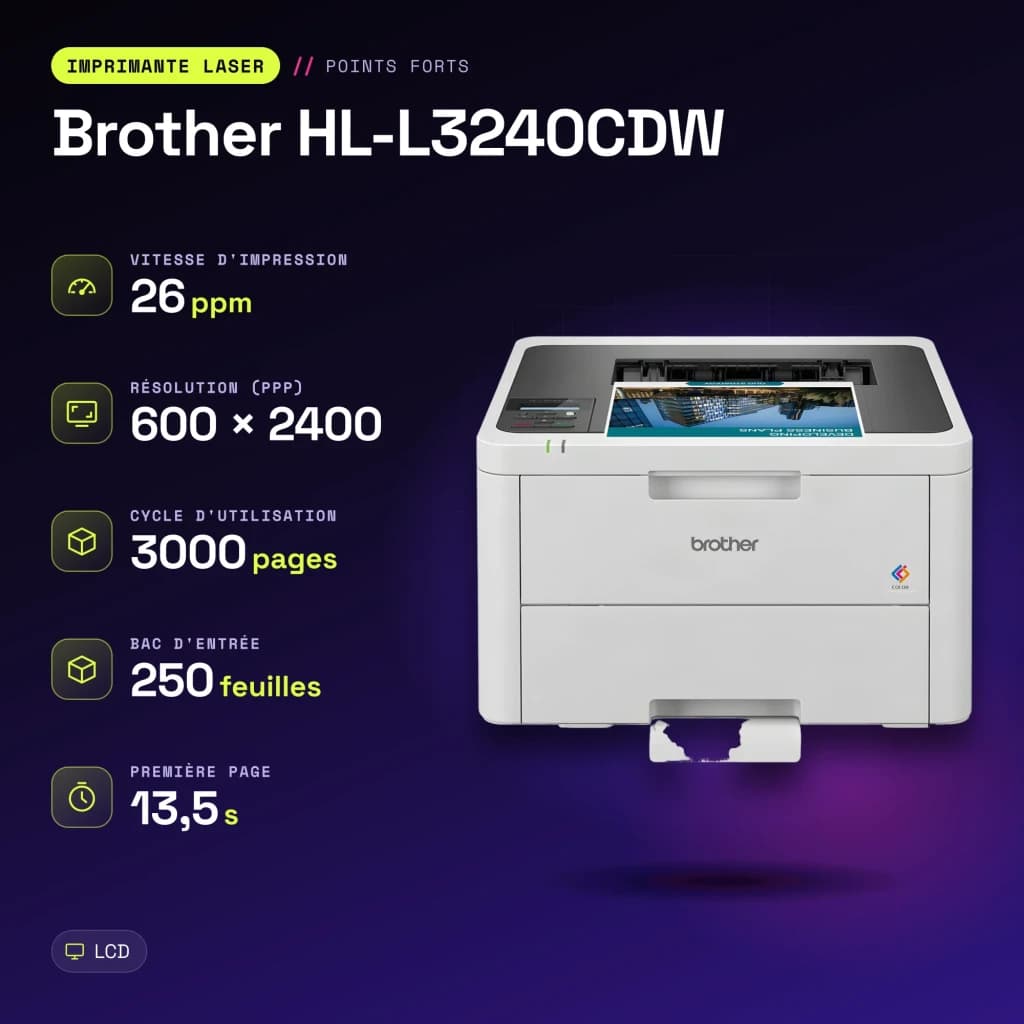 Impressora Brother HL-L3240CDW Laser Cores Duplex Branco - características