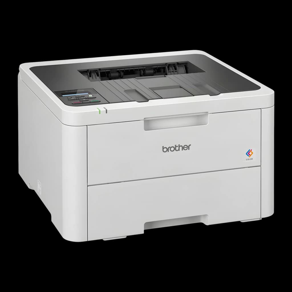 Impressora Brother HL-L3240CDW Laser Cores Duplex Branco, detalhe: vista em ângulo com painel de controlo, bandeja