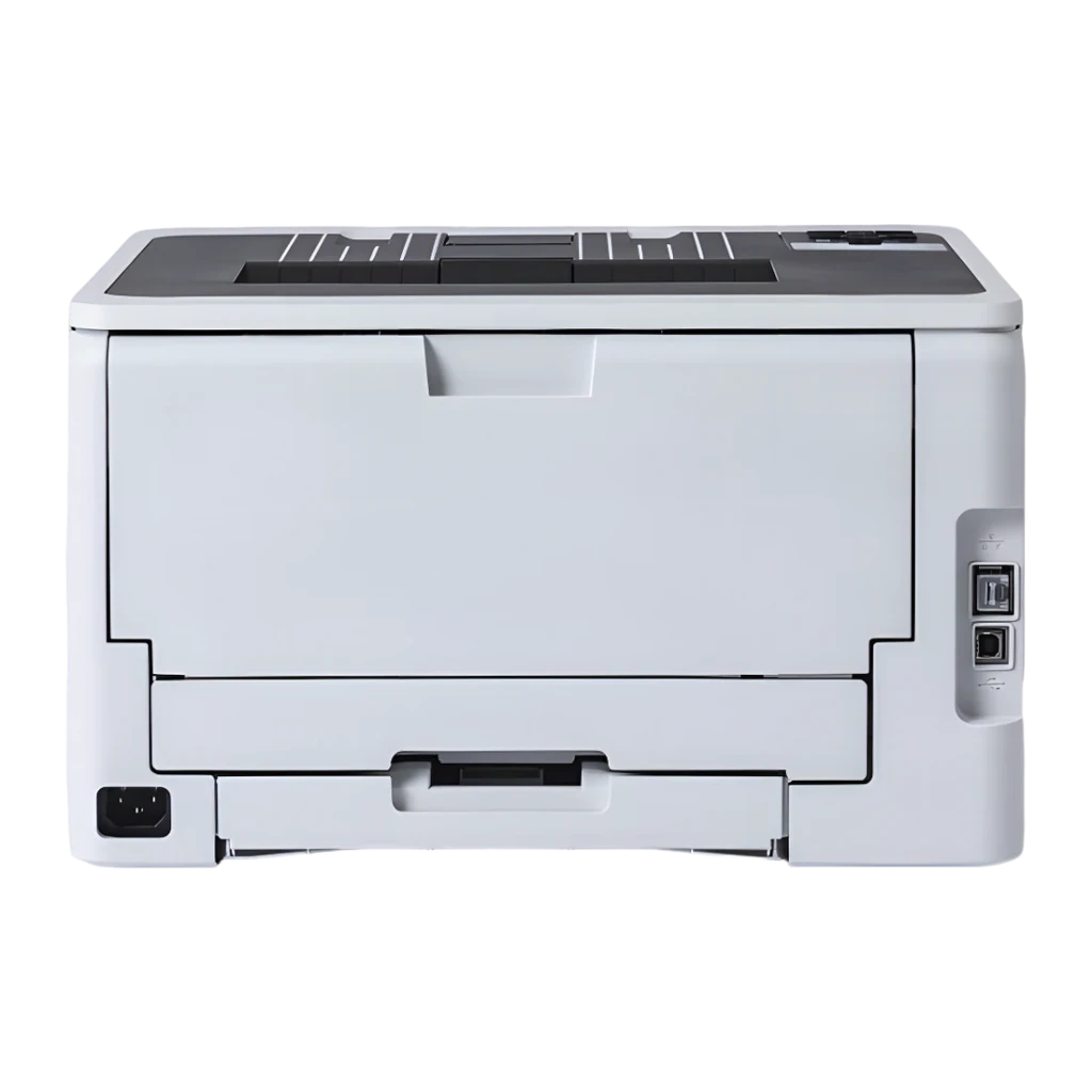 Impressora Brother HL-L3240CDW Laser Cores Duplex Branco, vista traseira: portas USB e rede, tomada de corrente e bandeja