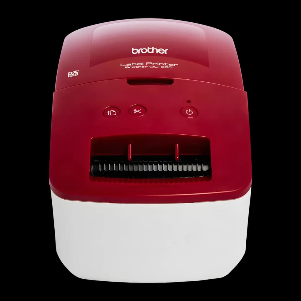 Impresora de etiquetas Brother QL-600R No multifunción Térmica directa Rojo/Blanco, detalle: vista superior frontal
