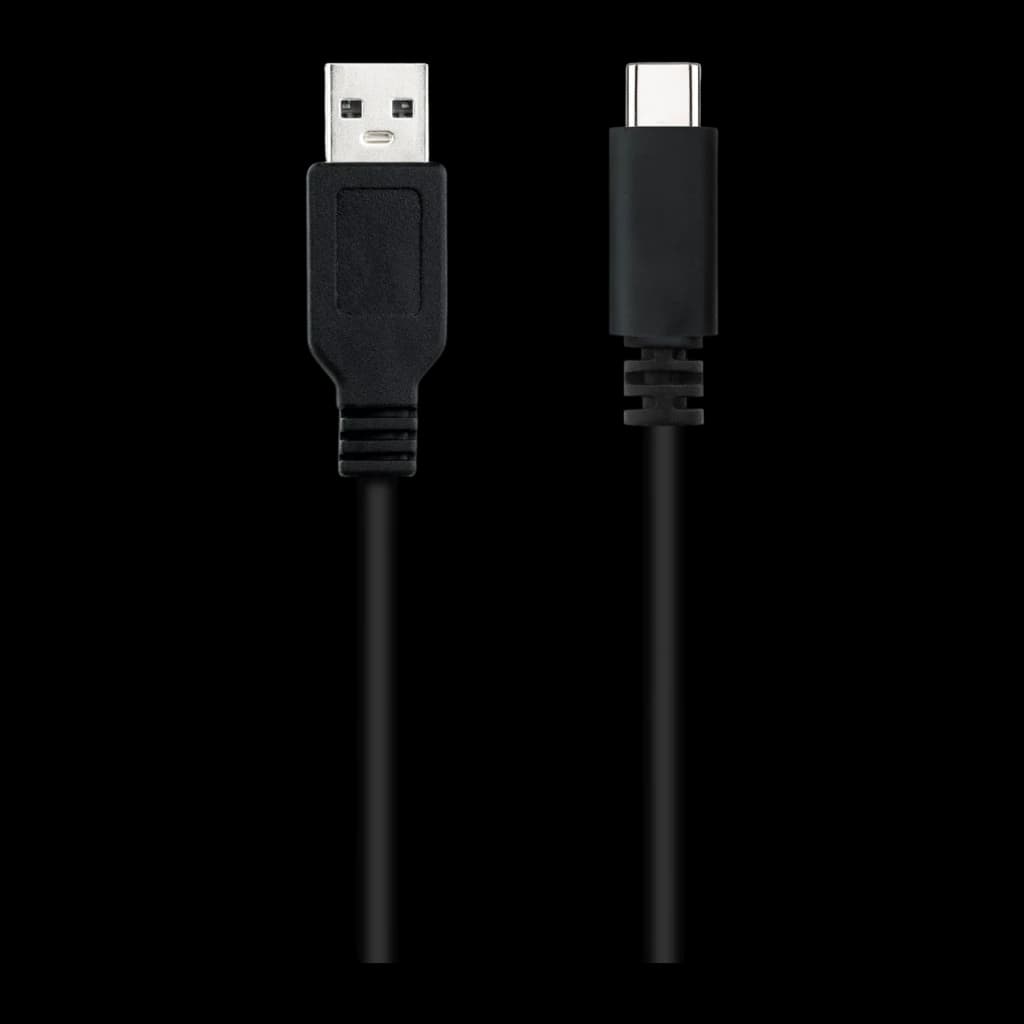 Cable Nanocable USB 2.0 USB-C a USB-A 1m 3A 480Mbit/s Negro, detalle: conectores USB-A y USB-C negros vistos de frente