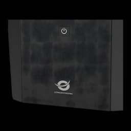 SAI Conceptronic Zeus 03E 1200VA 720W Línea Interactiva Negro, detalle: panel frontal con botón de encendido y logo