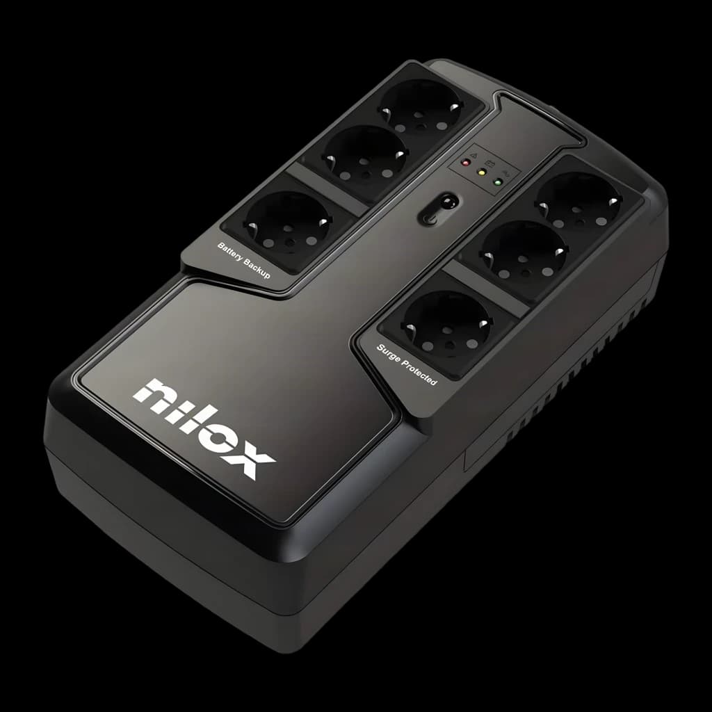 Onduleur Nilox Office Premium Line Interactive 850 VA Noir, détail: 8 prises Schuko avec zones Battery Backup et Surge
