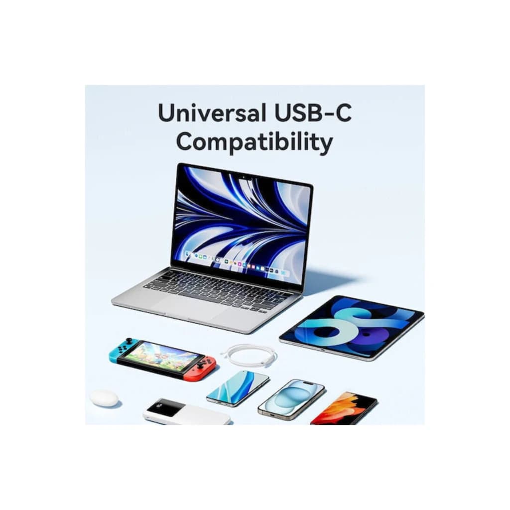 Cable usb Vention TRCWF USB-C a USB-C 2.0 1m 60W Blanco, compatibilidad: conectado a laptop, tablet, móvil, consola