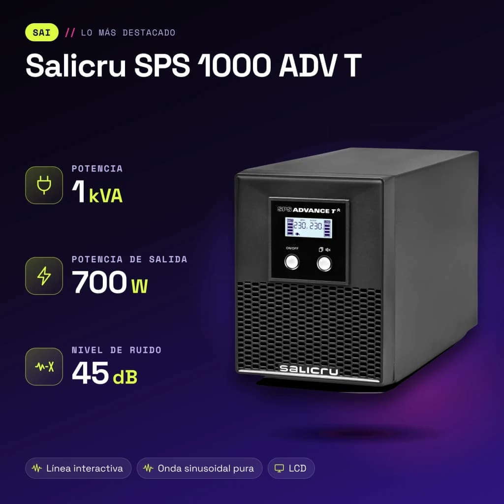 UPS Salicru SPS 1000 ADV T Linha Interativa 1000VA 700W Preto - características