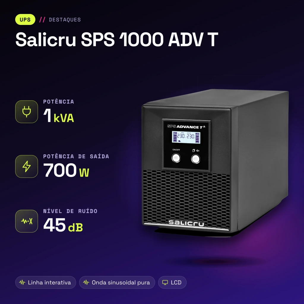 UPS Salicru SPS 1000 ADV T Linha Interativa 1000VA 700W Preto - características