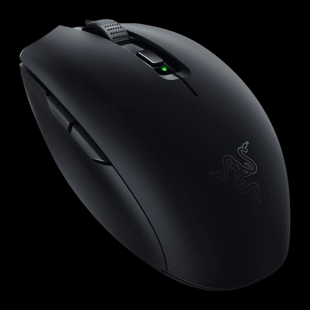 Ratón Gaming Razer Orochi V2 2026 Inalámbrico 18000 DPI Negro, vista frontal: cuerpo mate, rueda texturizada, LED verde