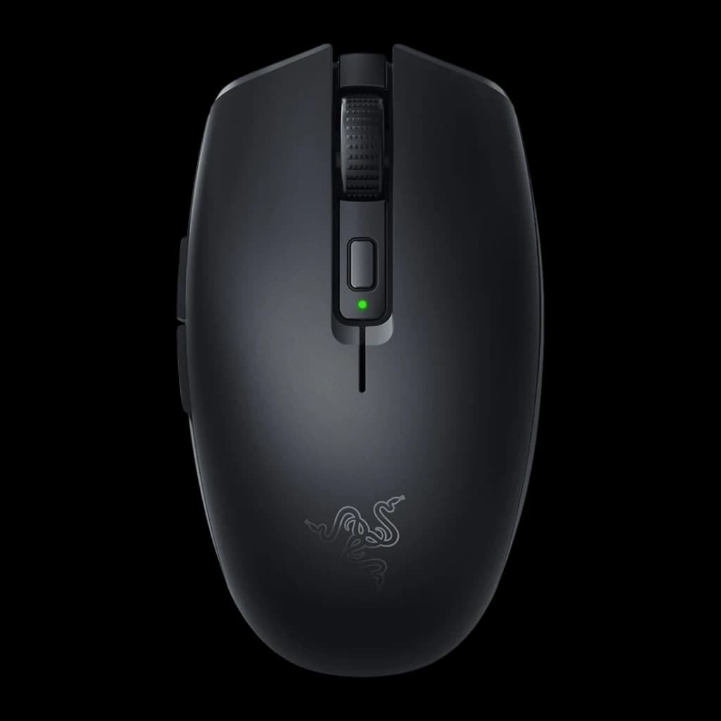 Ratón Gaming Razer Orochi V2 2026 Inalámbrico 18000 DPI Negro, detalle superior: rueda texturizada, botón DPI con LED verde