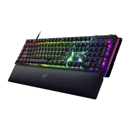 Teclado Gaming Razer BlackWidow V4 QWERTY US Mecánico Razer Amarillo RGB Negro, detalle: vista en perspectiva