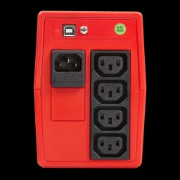 UPS Salicru SPS 900 ONE IEC Linha Interativa 900VA 480W, vista traseira: entrada IEC C14, 4 saídas IEC C13, porta USB-B