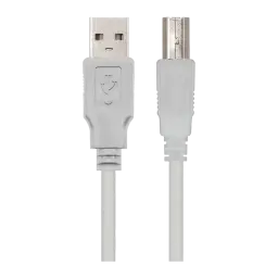 Câble Nanocable USB 2.0 Type A/M-B/M Imprimante 1,8 m Beige, détail: connecteurs type A et type B avec logo USB visibles