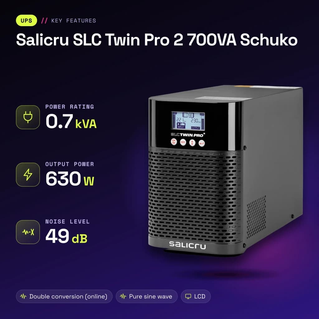 UPS Salicru SLC Twin Pro 2 700VA Schuko Dupla conversão (Online) Preto - características