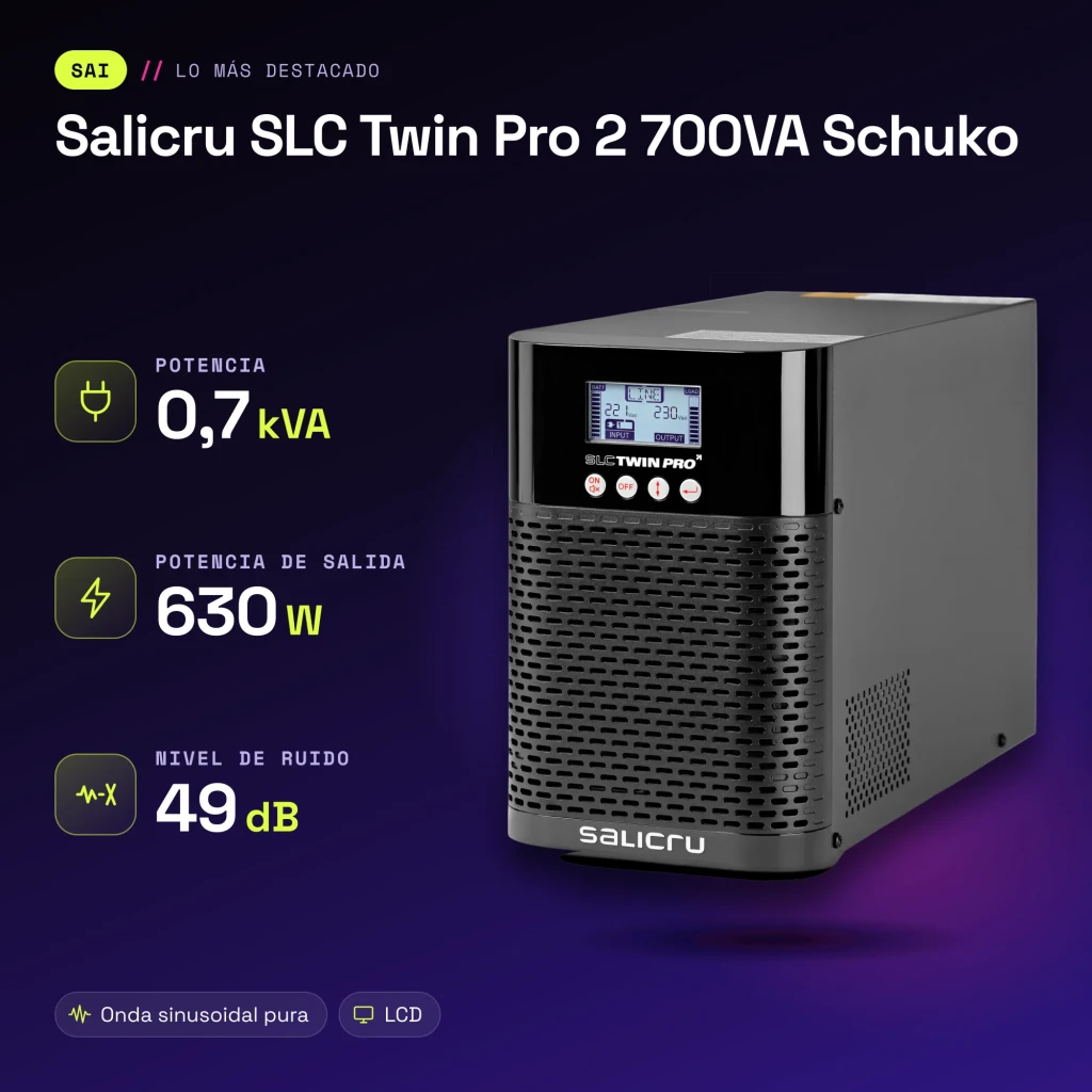 SAI Salicru SLC Twin Pro 2 700VA Schuko Doble conversión (Online) Negro - características