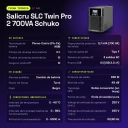 UPS Salicru SLC Twin Pro 2 700VA Schuko Dupla conversão (Online) Preto - características