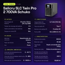 UPS Salicru SLC Twin Pro 2 700VA Schuko Dupla conversão (Online) Preto - características