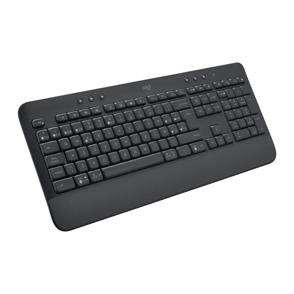 Teclado Logitech Signature K650 Grafito Inalámbrico Español, detalle: vista en ángulo superior con teclas españolas
