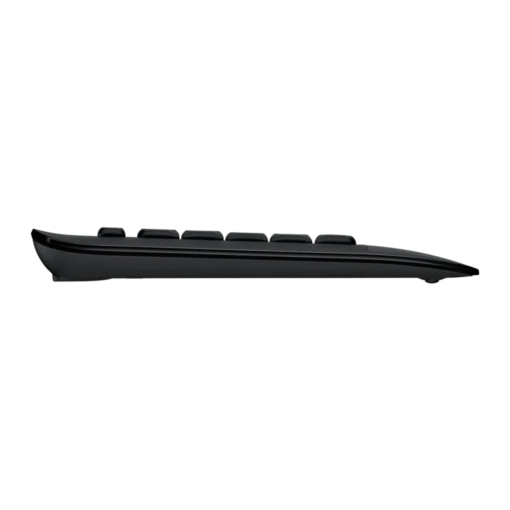 Teclado Logitech Signature K650 Grafito Inalámbrico Español, detalle lateral: perfil ergonómico con inclinación y teclas