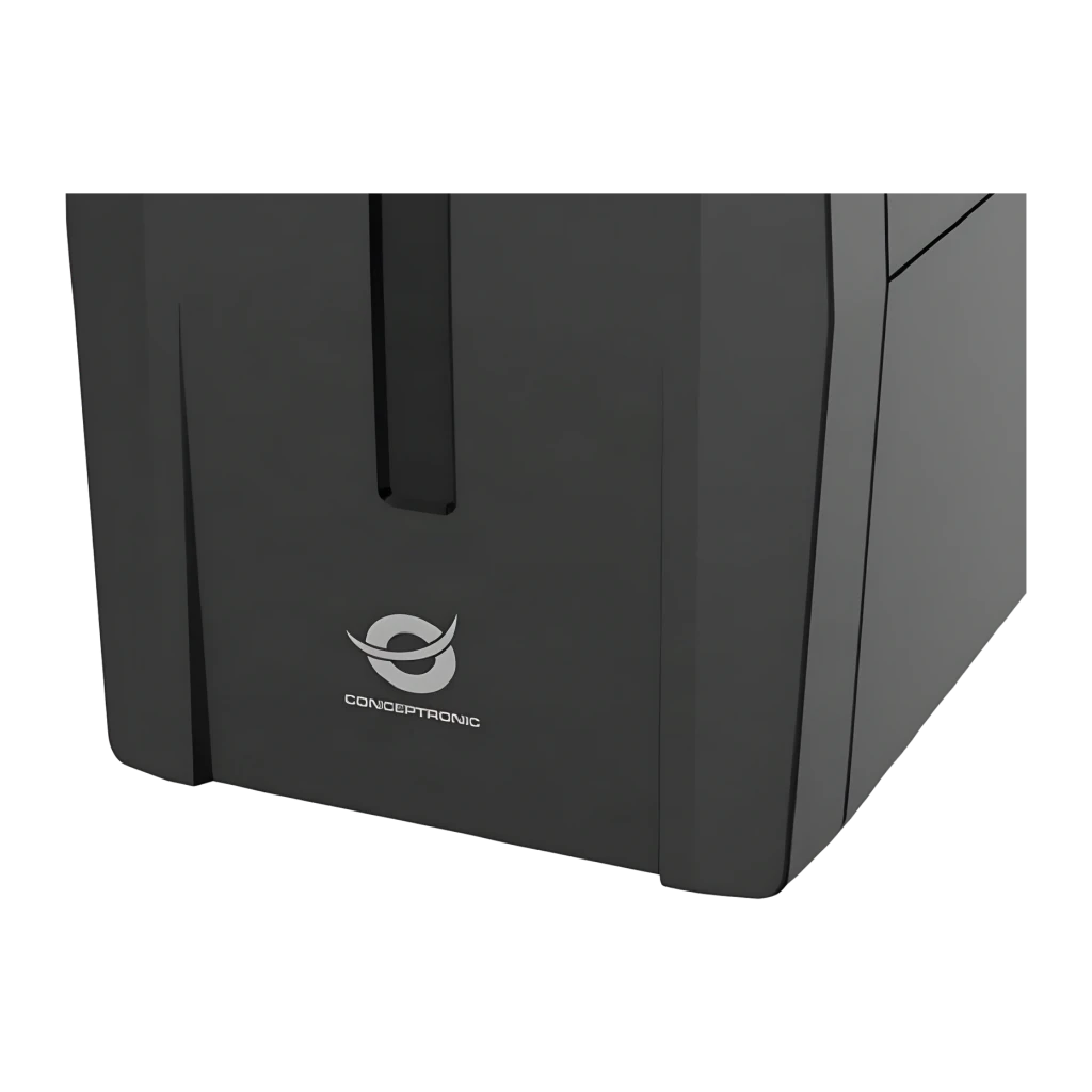 Onduleur UPS Conceptronic Zeus 02E Ligne Interactive 850VA 480W Noir, détail: panneau latéral avec logo Conceptronic