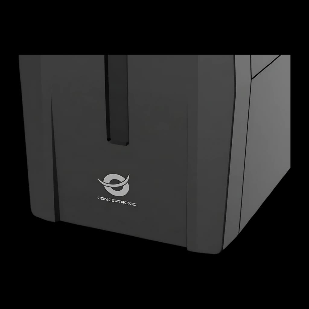Onduleur UPS Conceptronic Zeus 02E Ligne Interactive 850VA 480W Noir, détail: panneau latéral avec logo Conceptronic