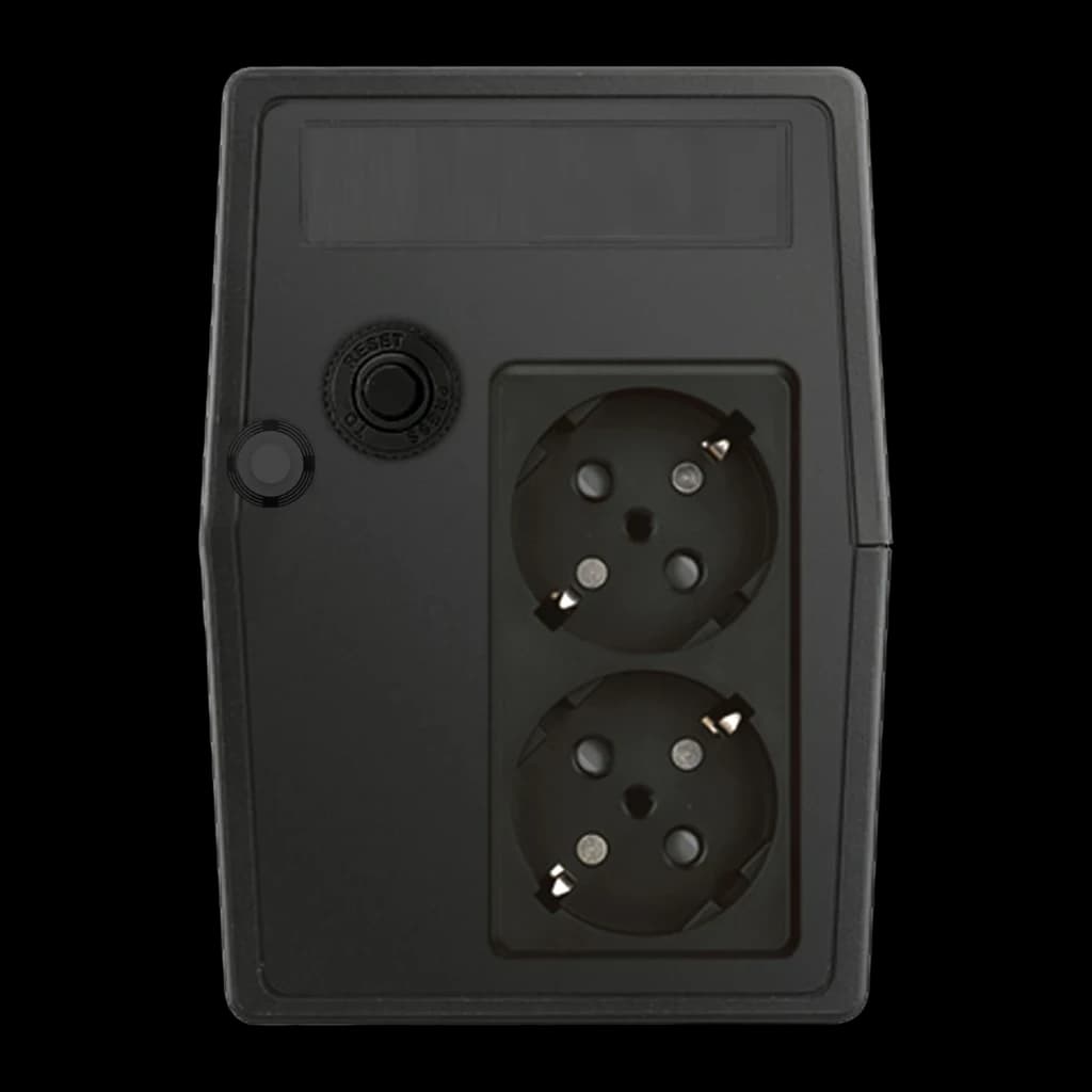UPS Phasak Basic Interactive 800 VA PH 9408 Preto, vista traseira: duas tomadas Schuko e botão reset
