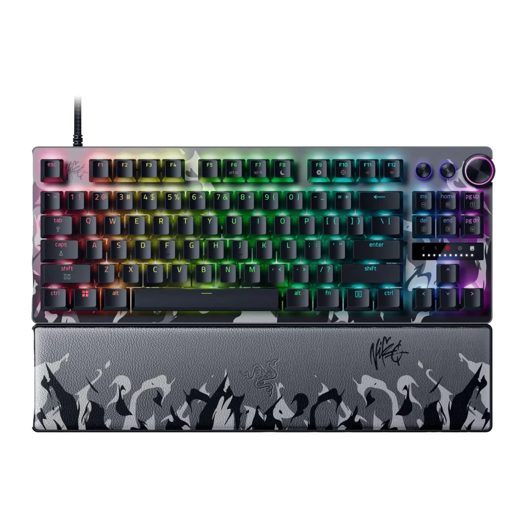 Teclado Gaming Razer Huntsman V3 Pro TKL 8KHz NiKo Edition Switch Óptico Negro, vista frontal: iluminación RGB, diseño NiKo
