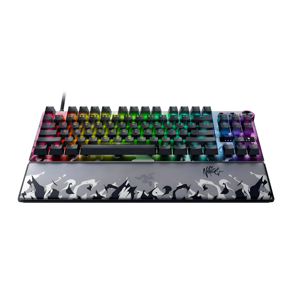 Teclado Gaming Razer Huntsman V3 Pro TKL 8KHz NiKo Edition Switch Óptico Preto, detalhe: apoio de pulso com ilustração
