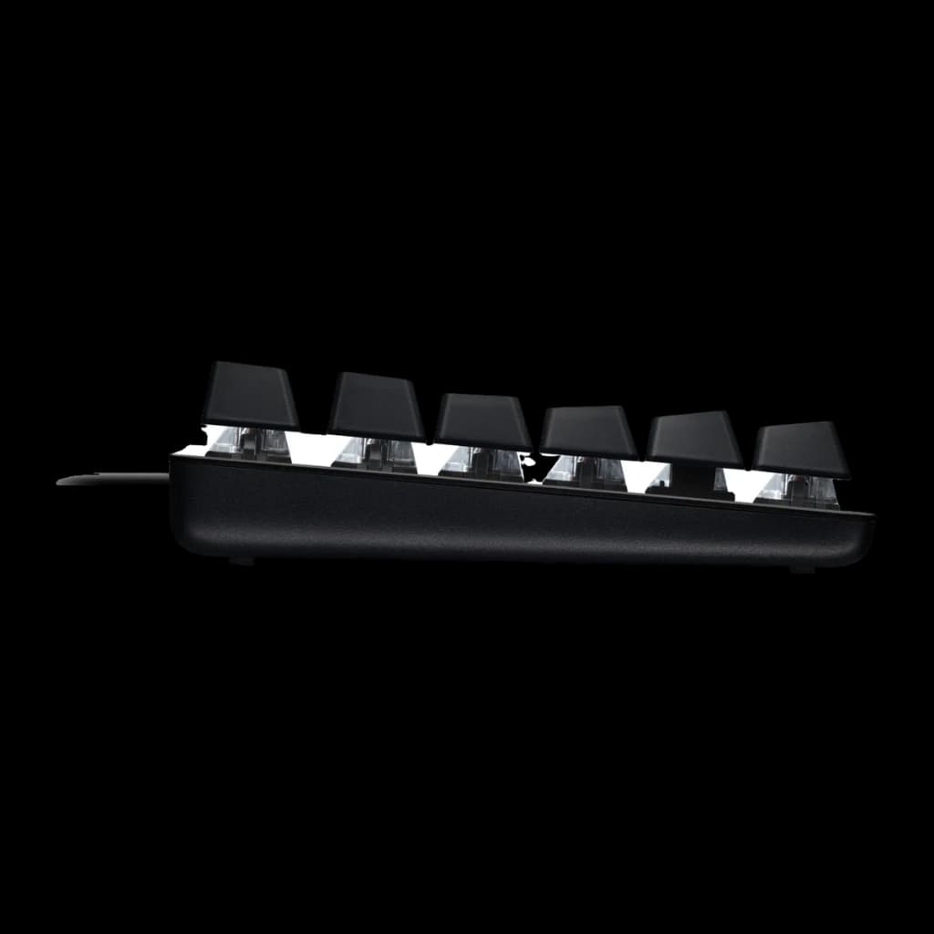 Teclado Gaming Logitech G413 SE Mecánico Logitech Tactile LED Blanco Negro, detalle lateral: switches mecánicos iluminados