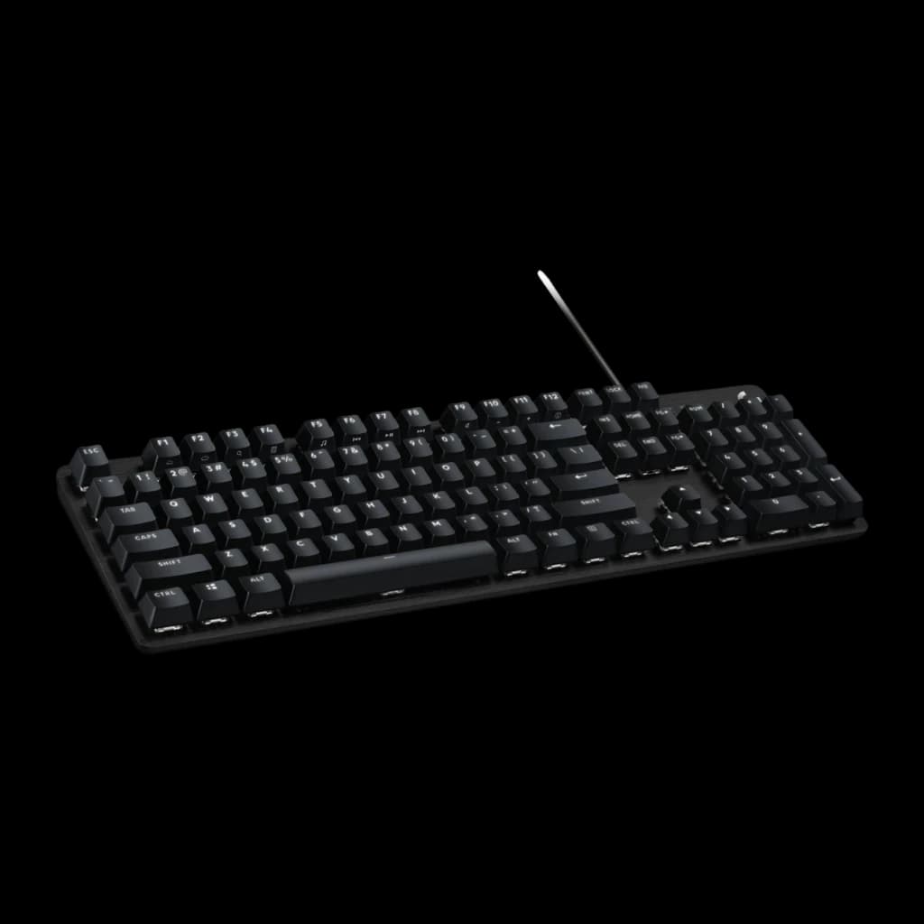 Teclado Gaming Logitech G413 SE Mecánico Logitech Tactile LED Blanco Negro, detalle: vista en ángulo de teclas mecánicas