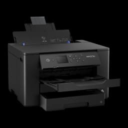 Impresora de inyección Epson WorkForce WF-7310DTW Tinta Negro, detalle: alimentador ADF abierto, panel de control LCD
