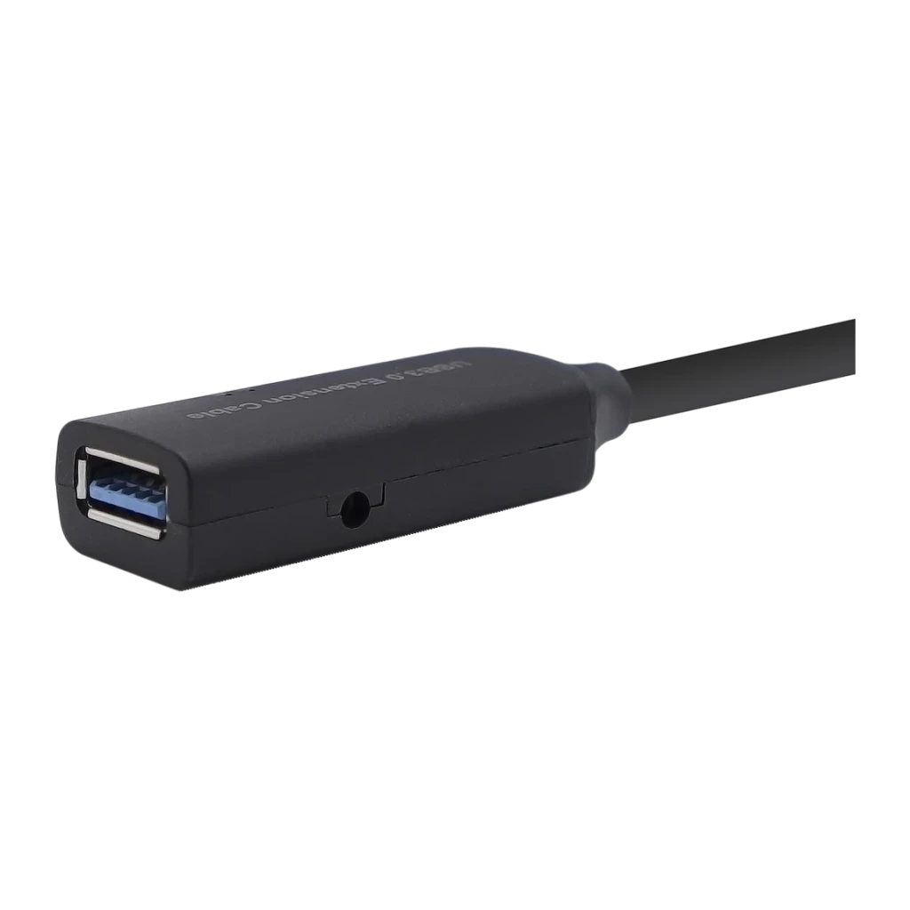 AISENS Câble USB 3.0 avec Amplificateur Type A Mâle/Femelle 15m Noir, détail: boîtier amplificateur noir avec connecteur