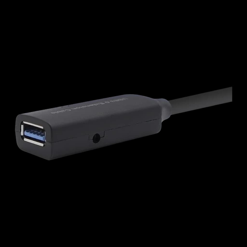 AISENS Câble USB 3.0 avec Amplificateur Type A Mâle/Femelle 15m Noir, détail: boîtier amplificateur noir avec connecteur