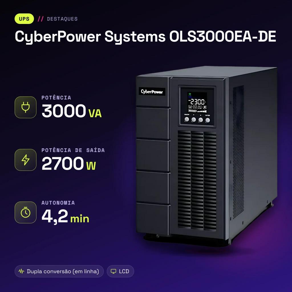 Onduleur UPS CyberPower Systems OLS3000EA-DE Online 3000VA 2700W Noir - caractéristiques