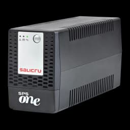 SAI Salicru SPS 700 ONE Línea Interactiva 700VA 360W Negro, vista frontal: carcasa negra con rejillas, panel plateado