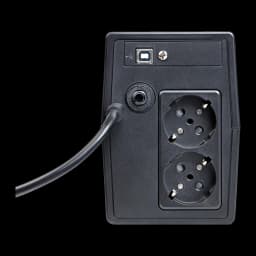 SAI Salicru SPS 700 ONE Línea Interactiva 700VA 360W Negro, vista trasera: puerto USB-B, conector jack y dos tomas Schuko