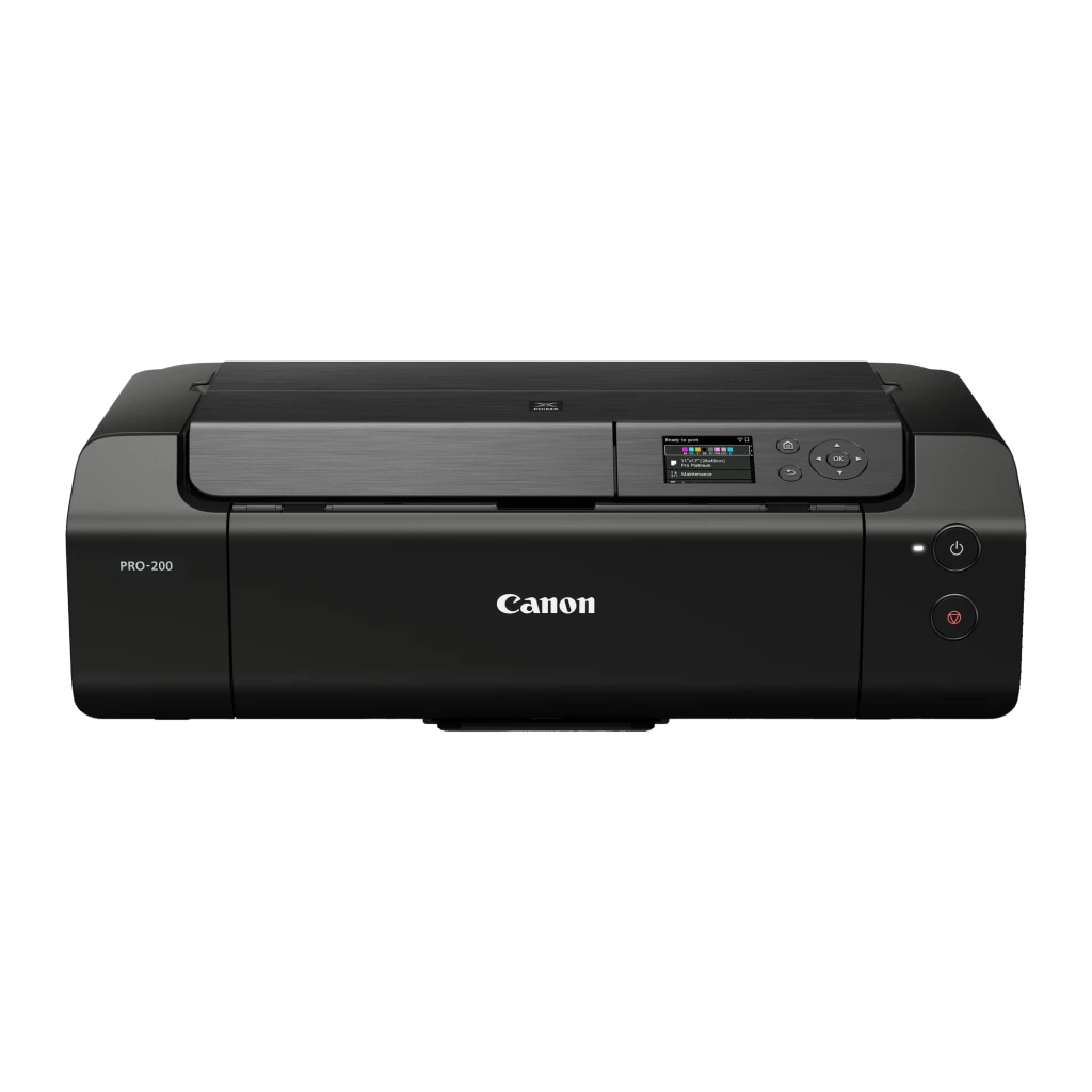 Impressora fotográfica Canon PIXMA PRO-200 A3+ Não multifunções Tinta Preto, detalhe frontal: ecrã LCD, botões de controlo