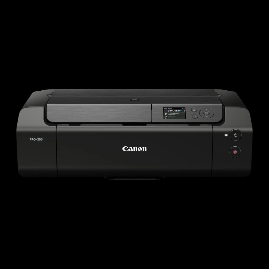 Impressora fotográfica Canon PIXMA PRO-200 A3+ Não multifunções Tinta Preto, detalhe frontal: ecrã LCD, botões de controlo