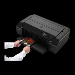 Impressora fotográfica Canon PIXMA PRO-200 A3+ Não multifunções Tinta Preto, detalhe: mãos a inserir bandeja de impressão