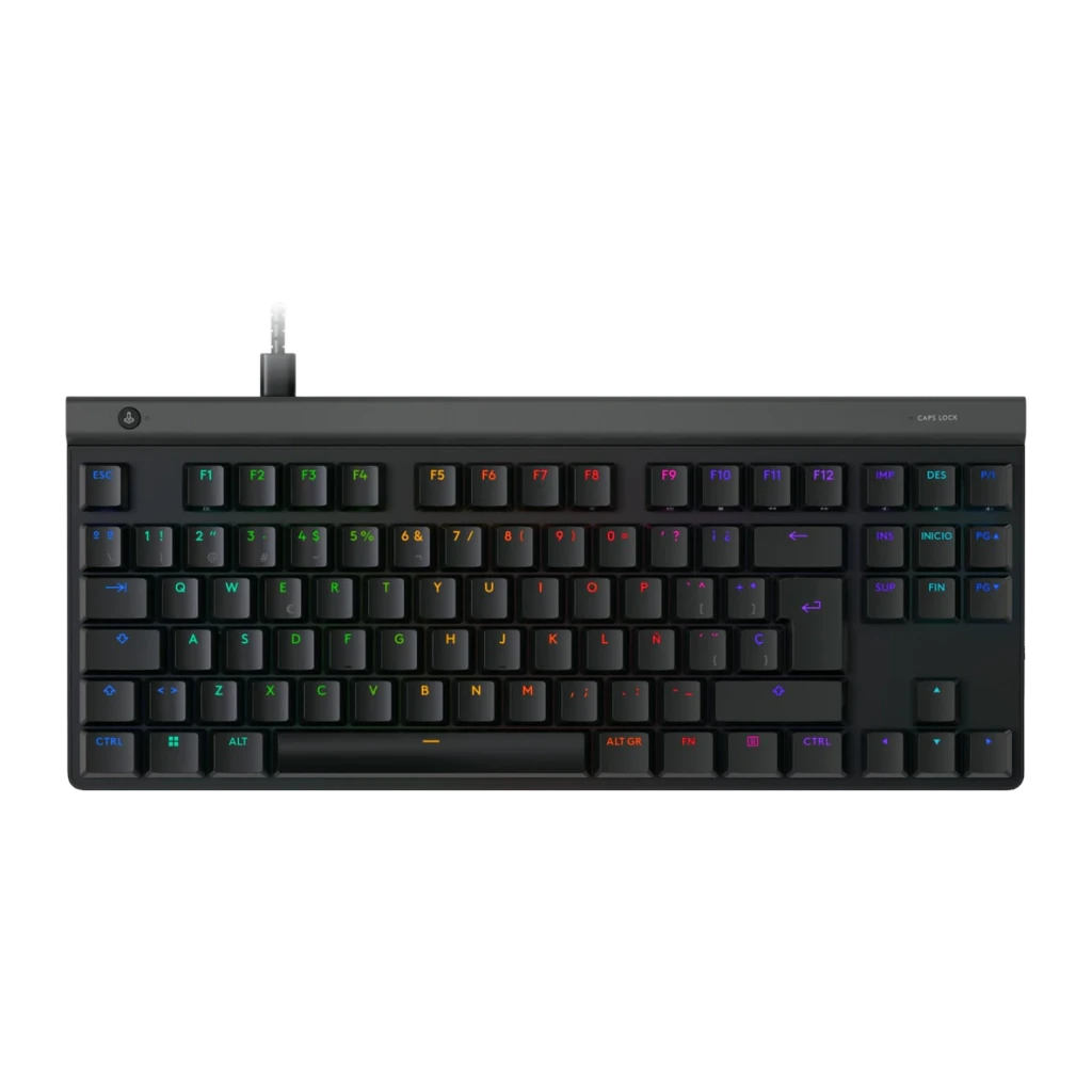 Teclado Gaming Logitech G515 TKL Inalámbrico Switch GL Tactile RGB Español Negro, vista frontal: retroiluminación RGB