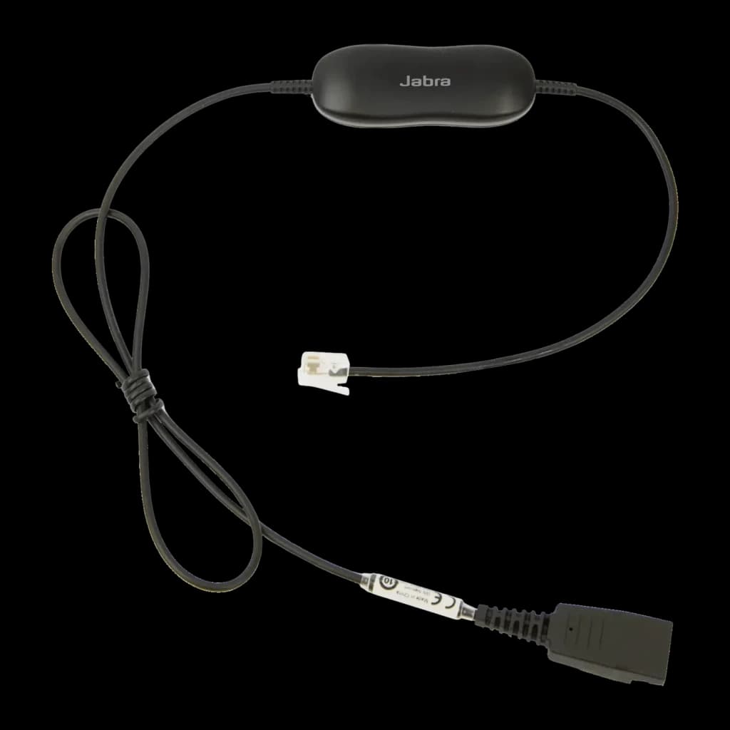 Câble adaptateur pour casques Jabra GN 1216 QD vers RJ9 Droit Avaya 9600/1600 Noir, vue de face: câble noir avec module